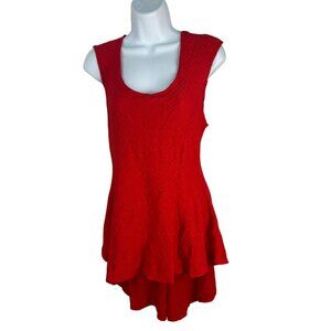 Vintage Inspired Red Sleeveless Textured Dress Large Rayon & Polyester Blend